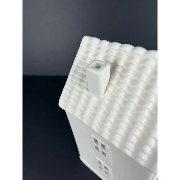 Crate & Barrel White Ceramic Two Story Village House Luminary Curved Roof - Picture 12 of 12